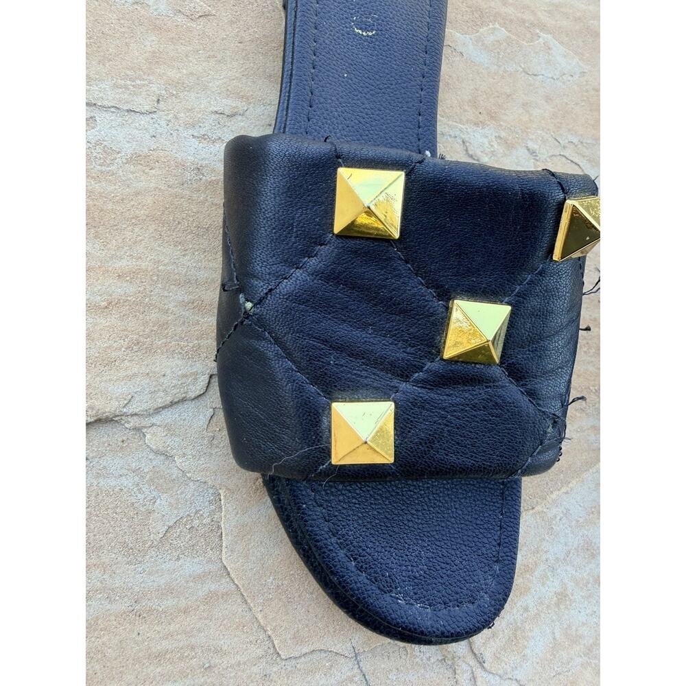 Valentino Garavani Roman Stud Matelasse Slide Sandals Black 40 - Picture 3 of 8
